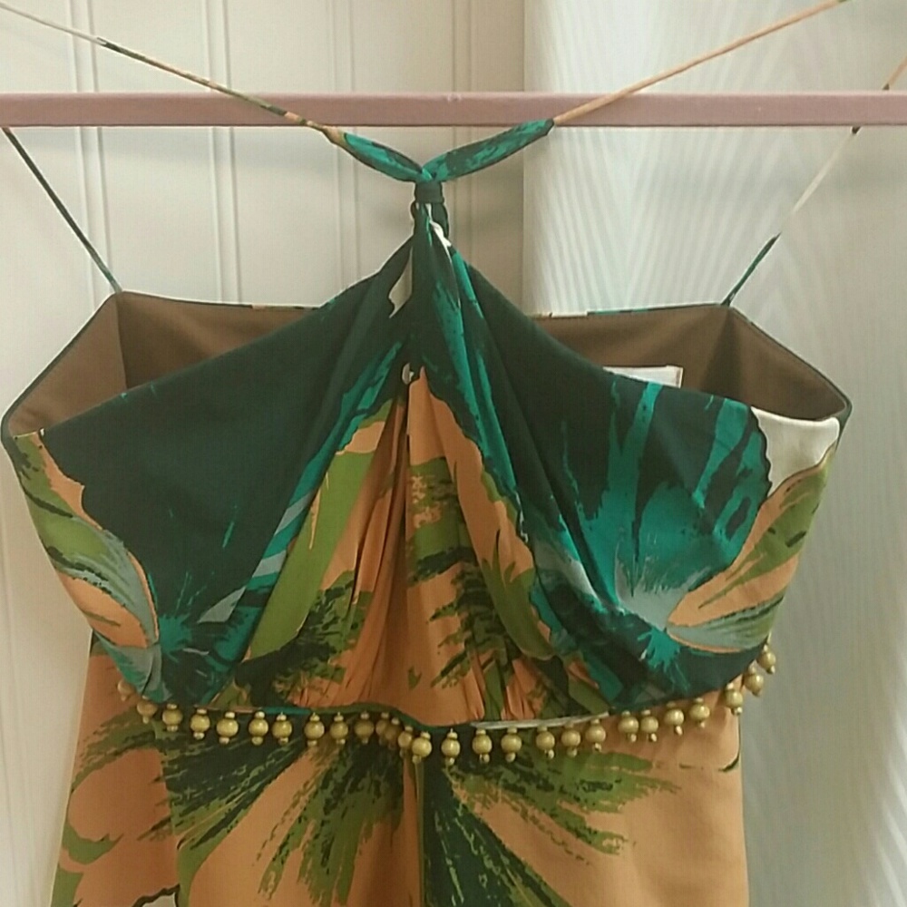 Nicole Miller Silk Cami Size P Wood Beads - Picture 3 of 8